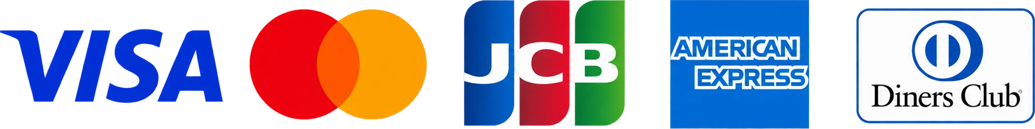 VISA、Mastercard、JCB、American Express、Diners Clubに対応